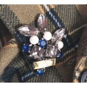 Polly & Esther XS Plaid Button Up Jeweled Collar NWT Stretch Lightweight